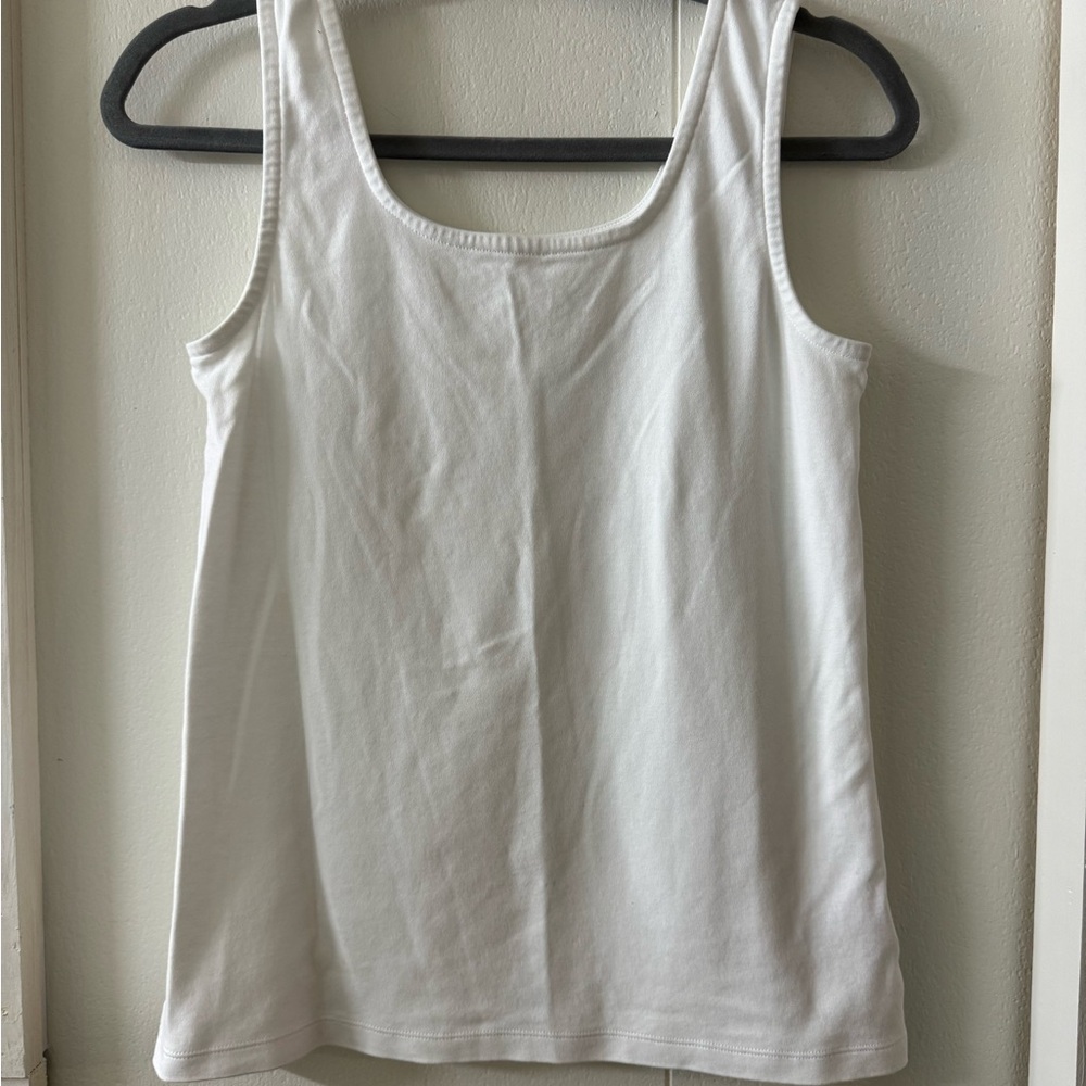 Lands' End White Tank Top 100% Cotton Small